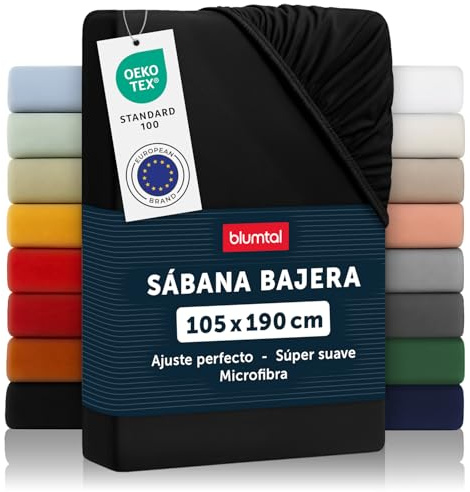 Blumtal® Spannbettlaken 105x190x30cm aus Microfaser - Oekotex zertifiziertes Bettlaken Spannbettlaken in Schwarz