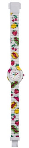 HIP HOP Orologio Solo Tempo Kids Fun, Orologio per Bambini Bianco con Stampa Frutta e Cinturino in Silicone Morbido Resistente all'Acqua HWU1036