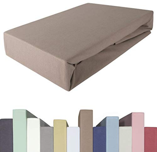 EDDA LUX Spannbettlaken für Topper in 180 x 200 cm, Öko-Tex, Baumwolle m. 5% Elasthan, Weiches Premium Spannbetttuch für Matratzen Topper mit 4-8 cm Höhe, in Toffee