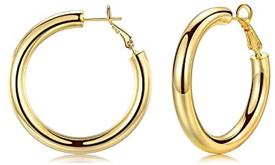 Creolen Silber 925, Creolen Gold Groß 20mm/30mm/40mm/50mm, Creolen Vergoldet Dicke 5mm Ohrringe Huggie für Damen Herren Mädchen