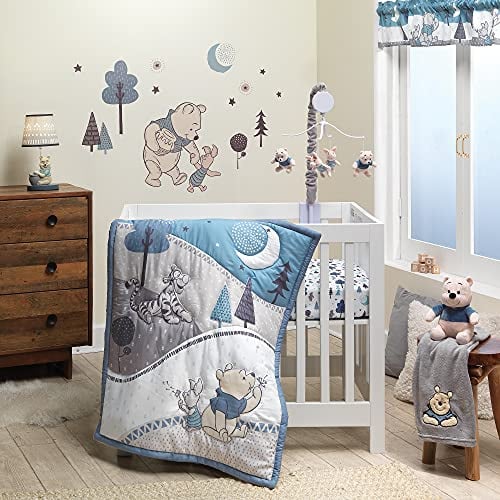 Lambs & Ivy (LAMCR) Forever Pooh 780020 Mini-Bettwäsche-Set, Blau, 3-teilig