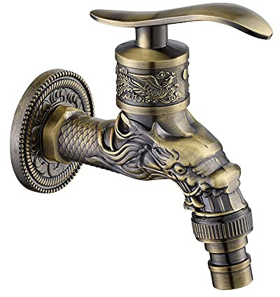 YeenGreen Estilo Antiguo Latón Lavadora Grifo, Laton Pared Grifo, Grifo de Agua para el hogar, cocina, baño, jardín al aire libre