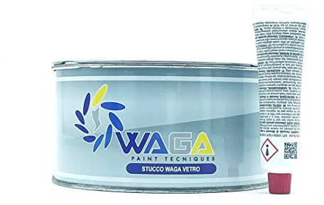 WAGA PAINT S.R.L. Stucco Vetrificato 750ML con Fibre di Vetro Completo di Indurente Riempitivo Professionale Vetroresina - Waga Paint Tecniques