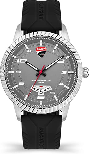 Ducati Poodio Herrenuhr in der Farbe schwarz, Armband aus Kautschuk, Durchmesser: 44mm, Wasserdichtigkeit: 10 Bar, DTWGN2019501
