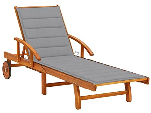 Mogou Sonnenliege mit Auflage, Gartenliege, Liegestuhl, Sonnenstuhl, Sonneninsel Outdoor, Liegen, Gartenmöbel, Loungemöbel,Relaxliege,Akazie Massivholz