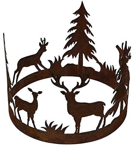 Bornhöft Edelrost Dekoring Waldlandschaft Winterlandschaft Wald Rehe Tanne Hirsch Rost rostige Dekoration 30cm