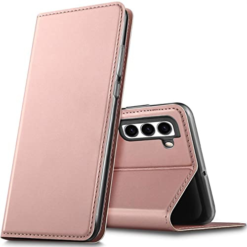Verco Handyhülle für Samsung Galaxy S23 Plus, Premium Handy Flip Cover für Samsung S23+ 5G Hülle [integr. Magnet] Book Case PU Leder Tasche, Rosegold