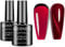 KRISNICE Jelly Gel Polish Set - Translucent Red & Burgundy Shades with Red Cat Eye Polish Long-Lasting UV/LED Soak Off DIY Home Manicure Kit Best Gift for Women(KCS2-004)
