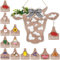 Maitys Kuhkopf-Türkranzschild, Weihnachtsdekoration, Willkommensaufhänger, rustikale Holzdekoration, Bauernhaus-Kuh-Dekor mit Büffelkaro-Schleife, künstliches Blatt für Haustür, 37 x 27,9 cm