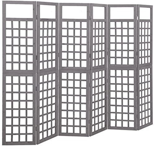 INLIFE Paravent / treillis en bois massif sapin gris 242,5 x 180 cm, gris, 12,32 kg