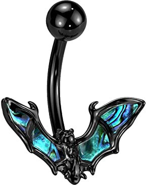 Treuheld® Piercing Banane mit Fledermaus und Perlmutt | 2 Farben [02.] - schwarz