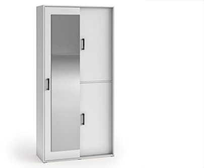 MargaretHadas24 Garderobenschrank Vanessa II 100 cm Garderobe Schrank Spiegel Schlafzimmer Jugendzimmer (weiß, 100cm)