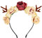 Balinco Rentier Haarreif mit Blumen, Reh Kopfbedeckung mit Blümchen, Tier Kostüm Accessoire, Hirschgeweih Haarreifen, Karneval Verkleidung, Weihnachts Haarband