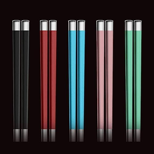 Palillos chinos, 5 pares de palillos chinos de acero inoxidable de metal reutilizables de primera calidad, aptos for lavavajillas, ligeros, fáciles de usar, utensilios de palillos de metal, gourmet, f