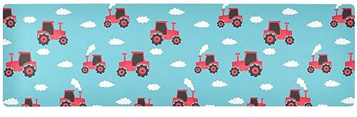 Red Tractor Blue Long Trivets for Hot Pots and Pans Extra Large Heat Resistant Pot Holders Kitchen Waterproof Mat for Hot Plates 39.40 * 11.80in