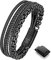 armband herren lederarmband herren lederarmband für männer edelstahl armband(schwarz,schwarz,23cm)