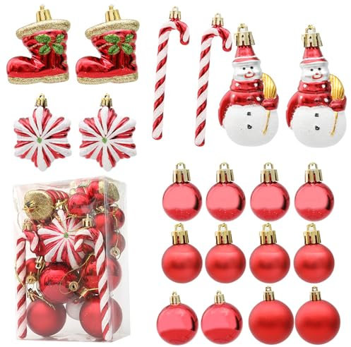 papasgix Weihnachtskugeln Kunststoff Glänzend Christbaumkugel Weihnachtsbaumkugel Weihnachtskugel Christbaumkugeln Set mit Aufhängen Weihnachtsbaumkugeln Weihnachtsdeko(20pcs B Rot)
