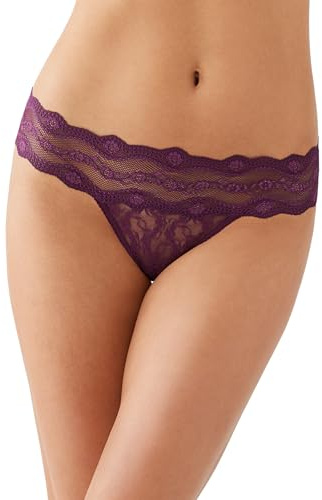 b.tempt'd Women's Lace Kiss Thong Panty, Potent Purple, XL
