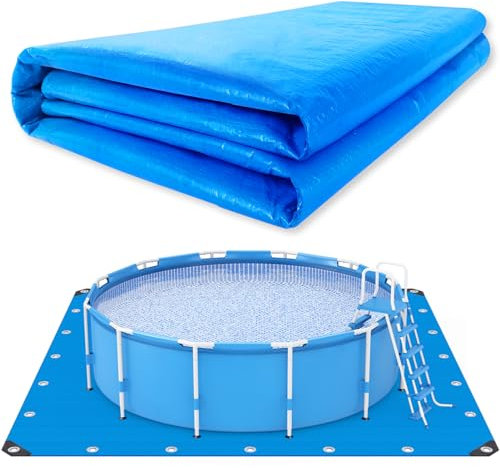 UJG Almohadilla cuadrada para piscina de 18 x 18 pies, almohadilla protectora para piscinas sobre el suelo, alfombrilla protectora de piscina resistente que evita pinchazos, lona de piscina
