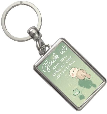 speecheese Otter und Frosch Schlüsselanhänger mit Spruch Glück ist Lebensweise kein Ziel Süße Kawaii-Glücksbringer Geburtstagsgeschenk fürs Leben