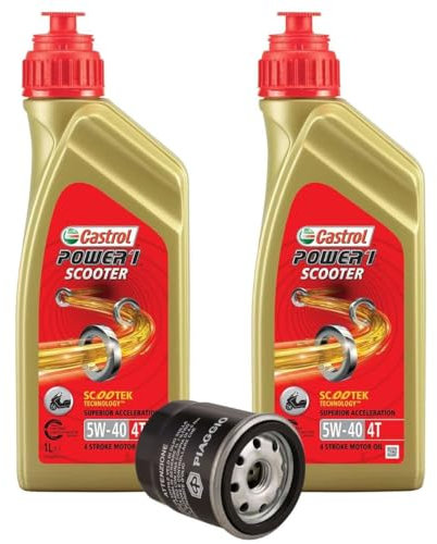 Kit Tagliando 2Lt Olio 5W-40 + Filtro olio 82635R per Piaggio Beverly Vespa GTS Liberty 125-300