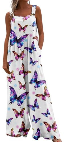 Vasreyy Jumpsuit Damen Elegant Festlich Hosenanzug Damen Hosenanzug Damen Jumpsuit Grün EIN Ärmelloses Kleidungsstück Overall Schwarz Lässige Haremshose Für Frauen Kurze Latzhose Damen(L,Weiß)