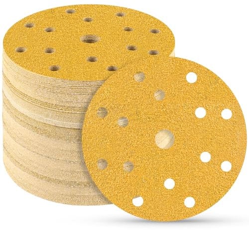 STEBRUAM 40 Stück Schleifscheiben 150mm klett 40 körnung 15 Loch Schleifpapier Set für Rund Exzenterschleifer für Holz Metall und Farbe
