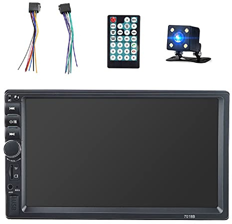 iFutniew Reproductor estéreo universal de pantalla táctil de 7 pulgadas y 2 DIN, reproductor multimedia MP5 Bluetooth con cámara 7018B