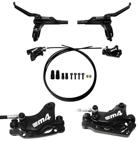 4-Kolben-Hydraulikbremsensatz mit interner Verlegung, 850mm vorne und 1600mm hinten für eBike Mountainbike, vormontierter Hydraulikbremsensatz mit Montageadapter, ideal für eBikes und Mountainbikes