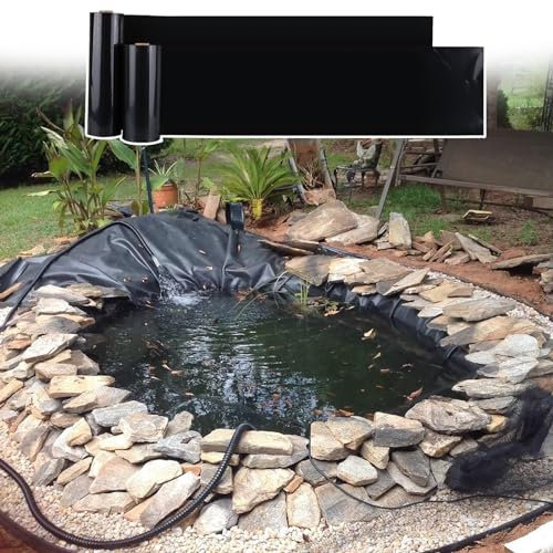 SYEUAMR Bâche pour Bassin Jardin, 2×3.0m 3×4.0m 5×6.0m 6×8.0m Liner De Bassin en HDPE Robuste, Revêtement De Bassin Extérieur Membrane Jardins Aquatiques pour Piscines Koï Et Poissons