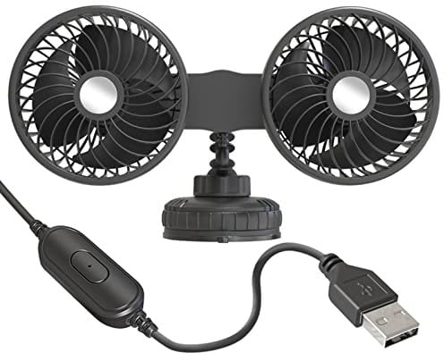 Swetopq Fans & Cooling Fans for Bedroom Car Head Fan 3 Gear Adjustable Suction Cup Cooling Fan for Vehicles Office USB/Lighter Plug Fan
