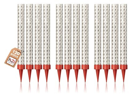 h2i Eissterne | 120 Stück | 60 Sek. Brenndauer | Eisfontäne Sprühkerze Wunderkerze - Highlight für Events Party Hochzeit Geburtstag | Tischfeuerwerk & Deko für Flaschen & Torten | Silber | Kat F1