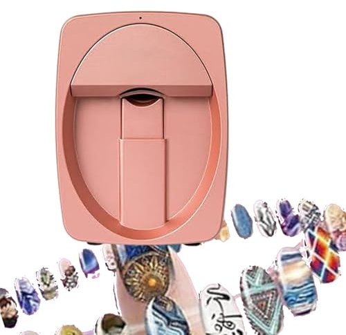 MIRRSSET Digital Mobile Nail Art Printer,Portable 3D Nail Painting Machine Support WiFi/DIY, 30s Done, Printing and Rying as One, for Personal,Gold