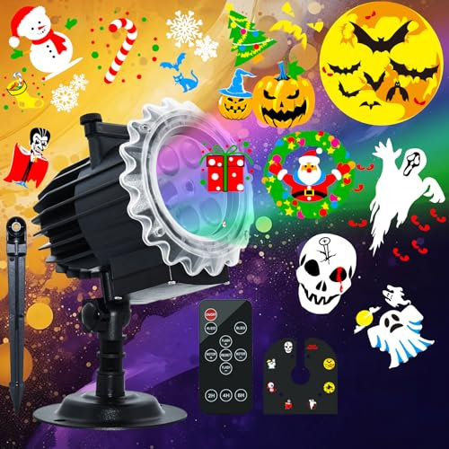MOSSNDAR Proyector Navidad Exterior, 96 Patrones Proyector Luces Navidad, Impermeable Lámpara de Proyección con Control Remoto y Temporizador para Festivos Fiesta Halloween Navidad Decoracion Regalo