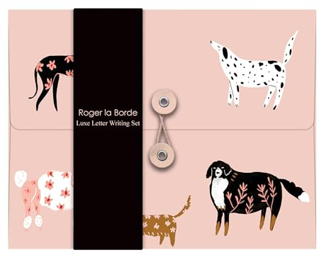 Roger la Borde WS056 Luxe Briefpapier-Set, Motiv: Hund, Rosa