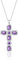 Linawe Kreuzkette Silberkette Amethyst Kreuz Kette Halskette Damen, Lila Diamant Geburtsstein Kristall Kettenanhänger Silber, Kette mit Kreuz Anhänger Damenkette, Modeschmuck
