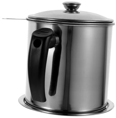 OUNONA 1 Piece Oil Can Kitchen Oil Filter Pot Oil Filter Jug Oil Filter for Kitchen Bacon Fat Container with Strainer Bacon Oil Sieve Oil Pot with Fine Mesh Oil Strainer Storage Container Plastic
