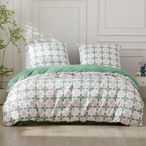 SAPHREAS Bettwäsche 200x200 Böhmisch Bettwäsche Sets Mikrofaser Boho Grün Paisley Bettwäsche 3teilig Kuschelige 1 Bettbezug 200x200 cm mit Reißverschluss + 2 Kissenbezüge 80x80 cm