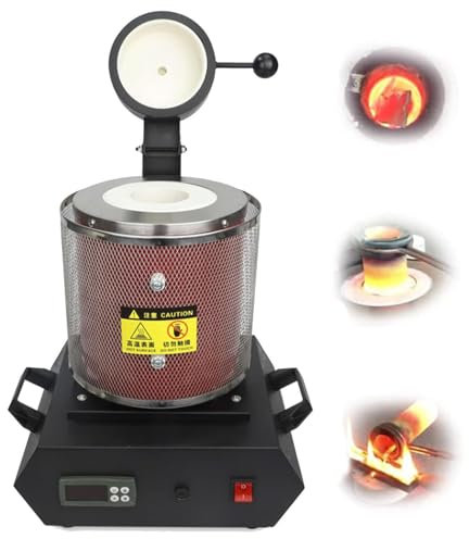 Four de fusion pour métal électrique, machine de four de fusion d'or numérique, four de fusion de creuset en graphite 1150 °C, module PID électrique de four de fusion 1500W, four de fusion,Red-2KG