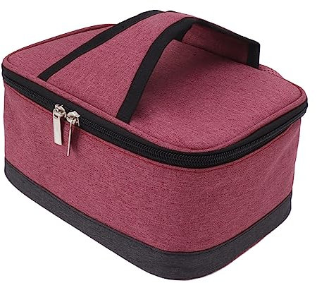 Naroote Heated Lunch Box, Small Microwave Portable Electric Lunch Box with USB Constant Heating Insulation Bag Electric Lunch Box for Car Truck Work Camping Heated Lunch Box Bag (Wine Red)