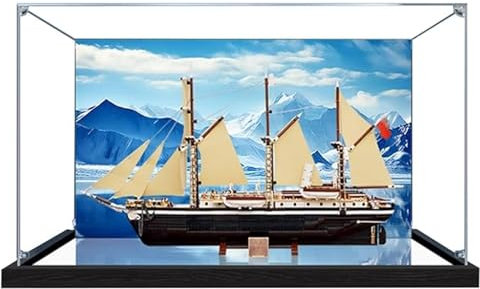 HAIWENFEIQI Acrylic Display Box for Lego 10335 Endurance Exploration Ship Model, Transparent Dustproof Display Case, Storage Box, Compatible with Lego 10335 Model (Mirror Base+background 3mm)