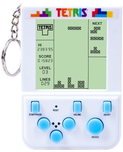 Tetris Portachiavi portatile Arcade Game - Mini console retrò con licenza ufficiale con schermo LCD, suoni e 2 modalità di gioco - Giocattolo puzzle classico portatile, regalo di viaggio, giocatore