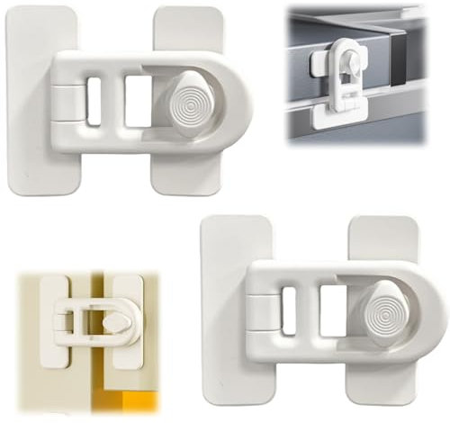 2PCS Keyless Refrigerator Door Latch Locks,Refrigerator Lock for Adults,Small Refrigerators Do-or Latch,Refrigerators Door Locks,Do-or Lock without Drilling,Safety Catches for Cupboards Fridge Freezer