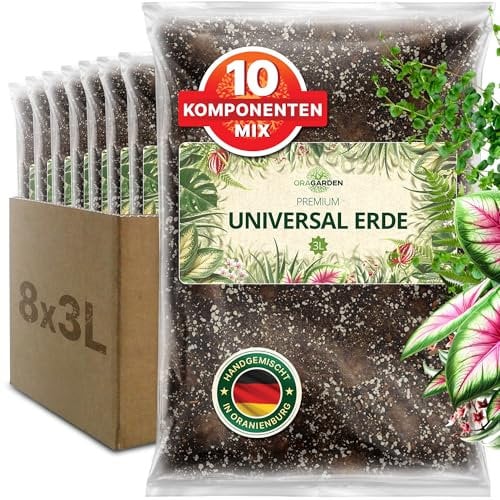 ORAGARDEN Universalerde für Zimmerpflanzen und Garten - 24L Universal Substrat für Pflanzen, Palmen, Blumen, Grünpflanzen - 10 Komponenten Kübelpflanzenerde