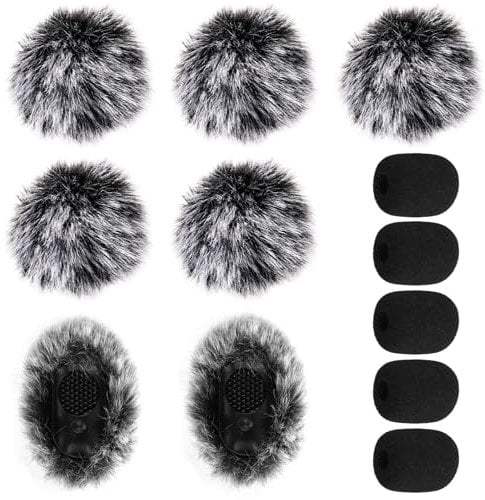 10 Pack Microphone Cover Pop Filter Microphone Isolation Shield Lapel Headset Microphone Windscreen Foam Cover Set, for Lavalier Lapel Microphone Shield Protection Noise Reduction