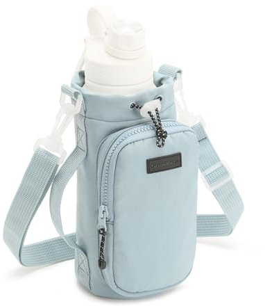 Azarxis Sac Porte-Bouteille Sac à Bouteille avec Bandoulière Ajustable pour Randonnée Voyage Camping (Bleu)
