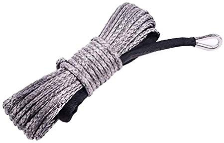 Synthetisches Windenseil, 7700lbs Seilwinden Seil Nylonseil High Strength Faser-Seil 6mmx15m Autoabschleppseil Tow Strap(Grey)