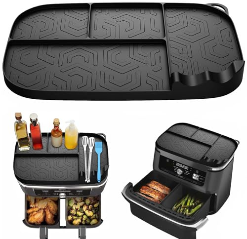 Airfryer-Zubehör Silikonmatte kompatibel mit Ninja AF500EU AF400EU AF451EU DZ401 9,5-10,4L, Aufbewahrungsfach für Ninja Foodi Max Dual Zone & FlexDrawer rutschfest