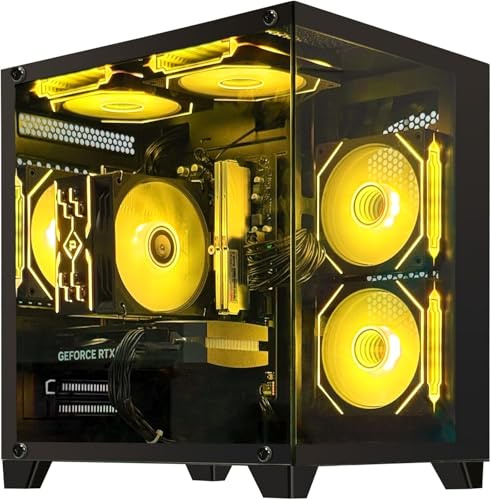 AEXPXO Ordinateur de bureau de jeu, ordinateur de jeu préconstruit avec AMD Ryzen 7 5700X 3,4 GHz, RTX5060 8 Go GDDR7 DLSS4, 16 Go de RAM DDR4 3200 MHz, SSD NVME 1 To, ventilateur de refroidissement