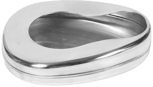 IWOWHERO Bassin de Lit en Inox pour Patients Alités – Urinoir Portable en Métal Protection Anti-éclaboussures, Surface Lisse Facile à Nettoyer, Adapté Personnes Âgées et Femmes Enceintes